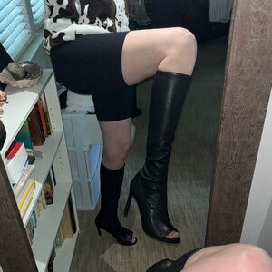 Stuart Weitzman Peep Toe OTK Boots